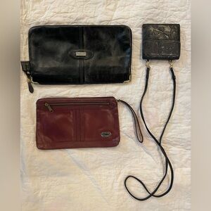 Three leather purses